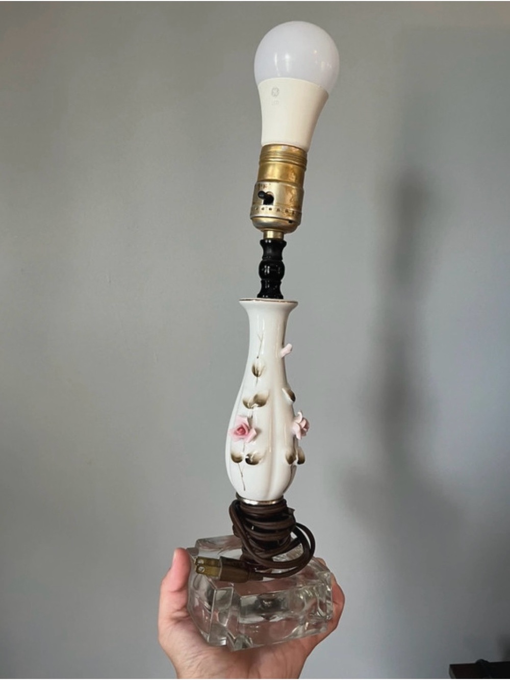 Vintage Floral Ceramic Table Lamp – Retro Shabby Chic Decor